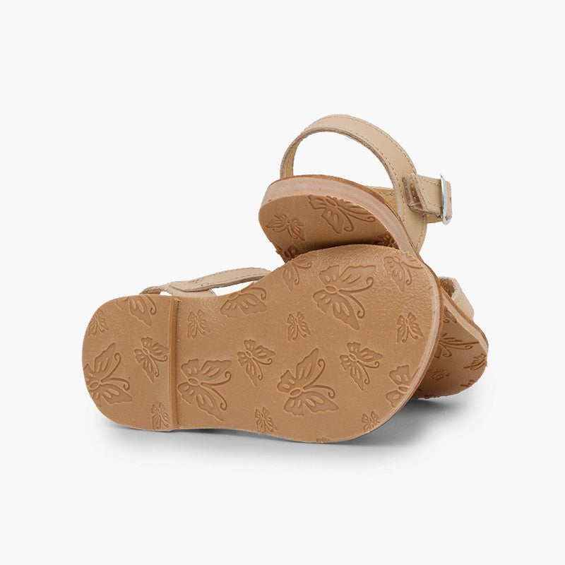 Sandalias Piel Cruzadas Arena