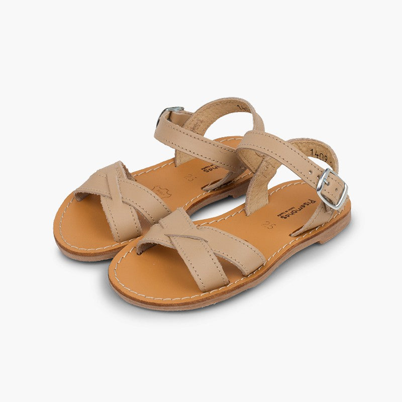 Sandalias Piel Cruzadas Arena