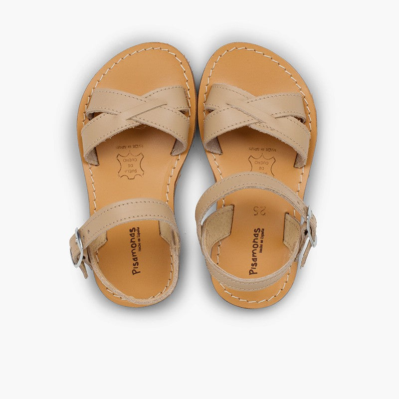 Sandalias Piel Cruzadas Arena