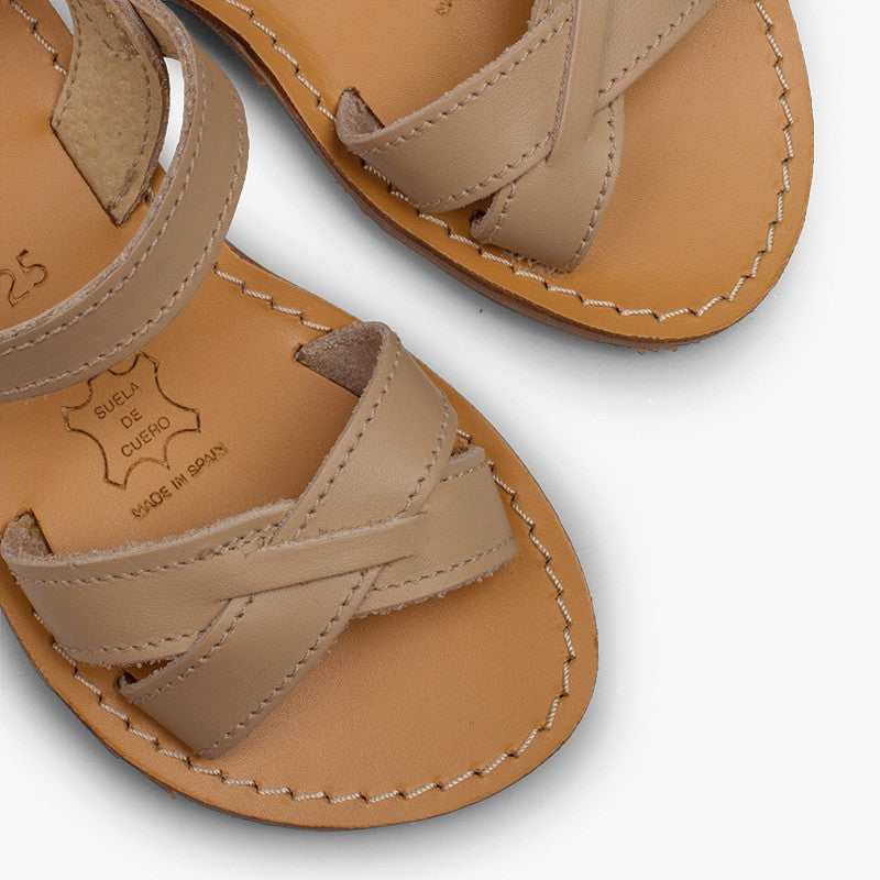 Sandalias Piel Cruzadas Arena