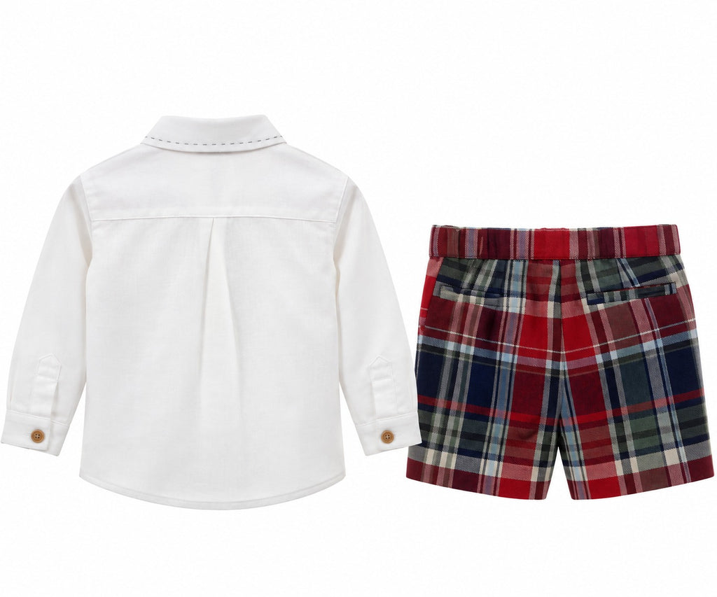Traje Niño con Pantalón Bermuda Pascua Blanco - vista trasera