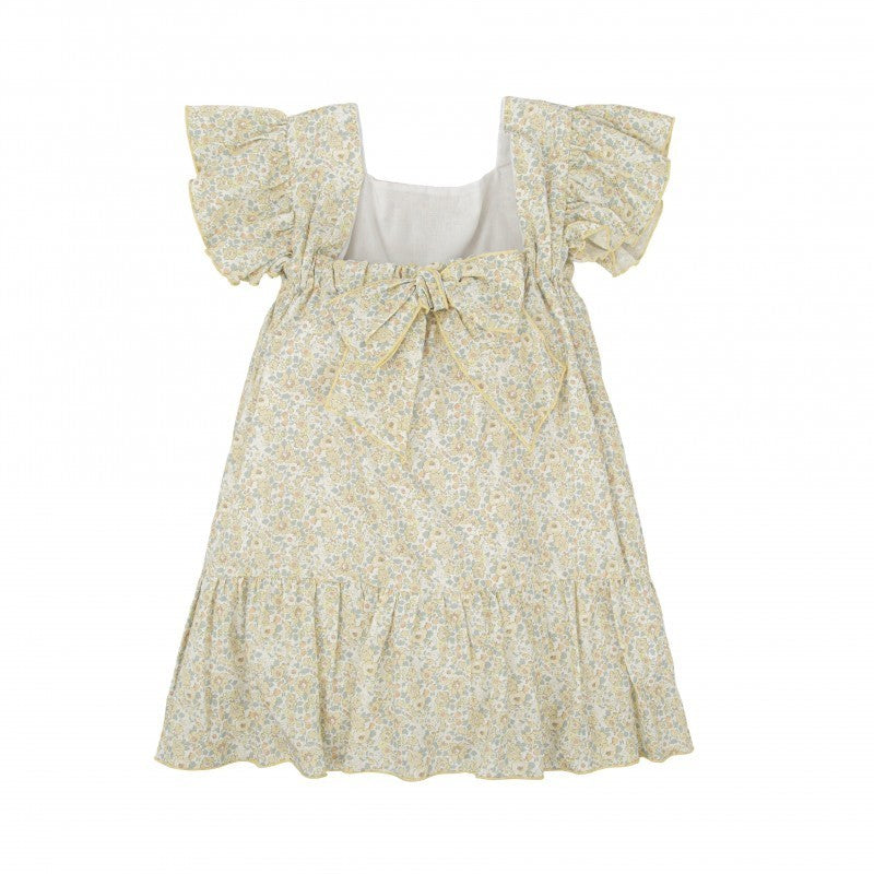 Vestido Estampado Floral con Mangas Volante Abrazo