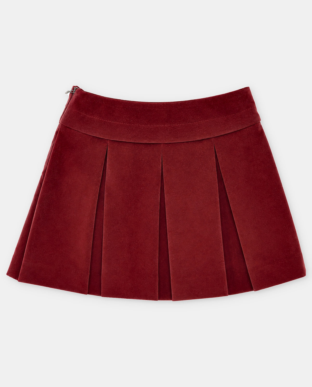 Falda con Pliegues en Terciopelo Burdeos Coleccion Pesoz