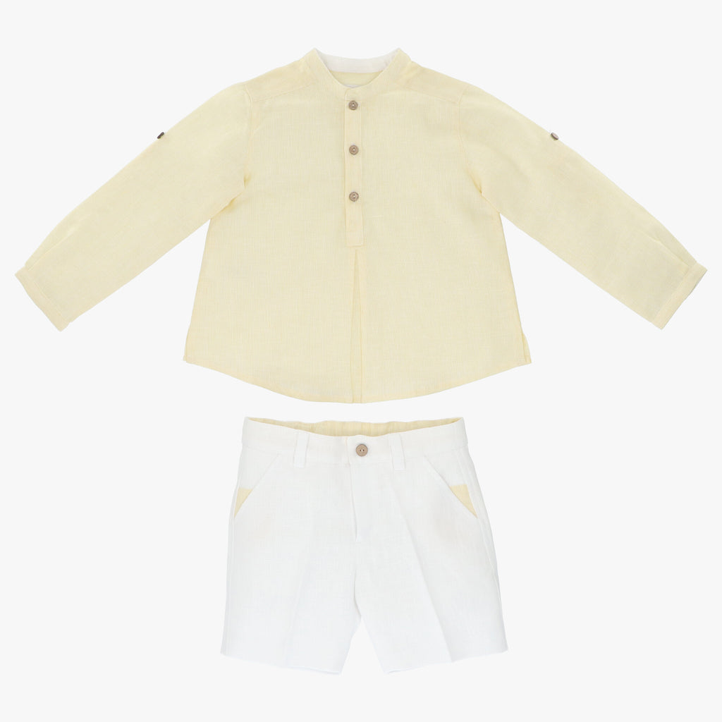 Conjunto Manga Larga de Bermuda en Amarillo
