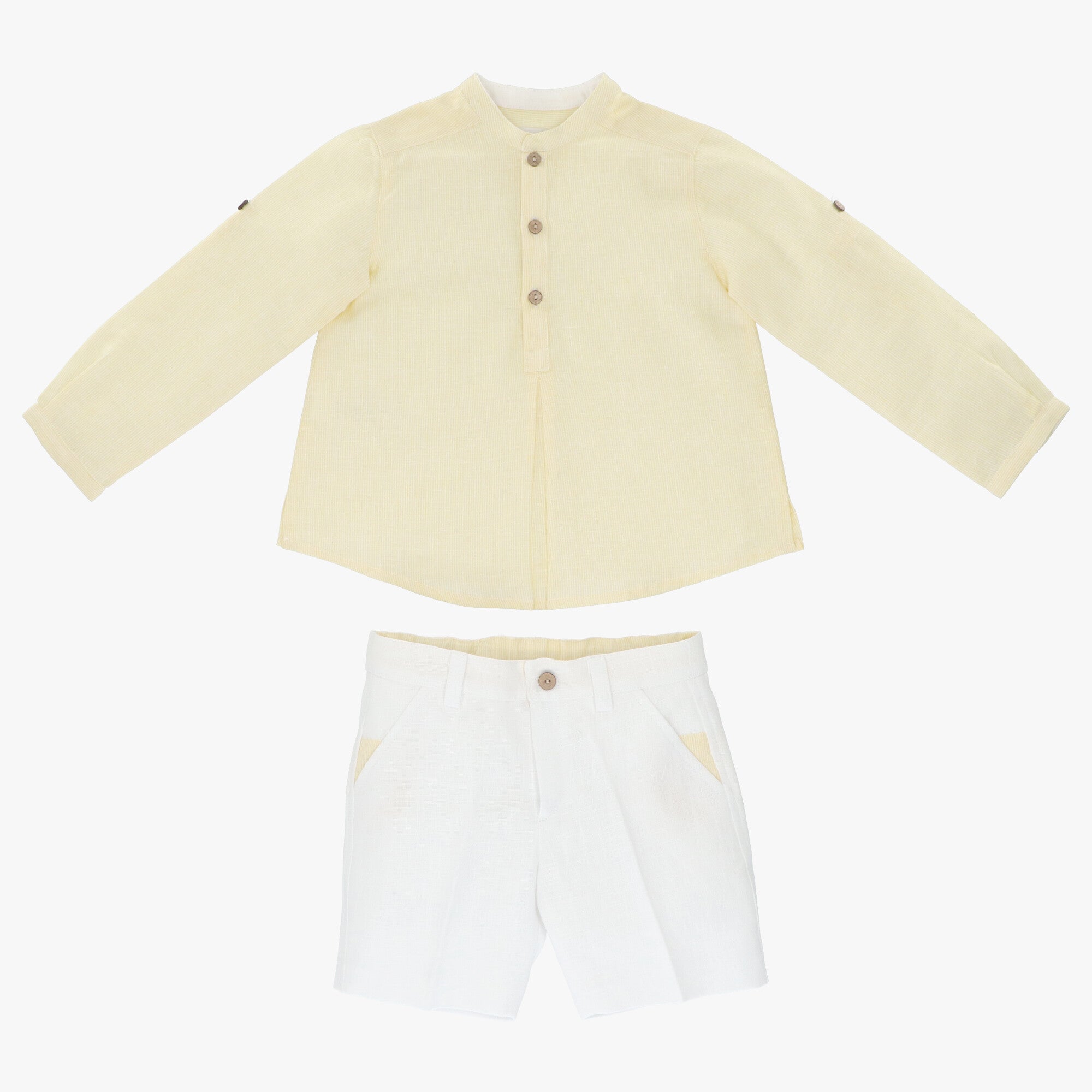 Conjunto Manga Larga de Bermuda en Amarillo