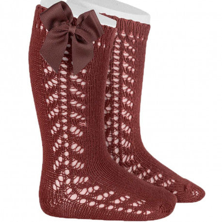 Calcetines Altos Calado Lateral Borgoña