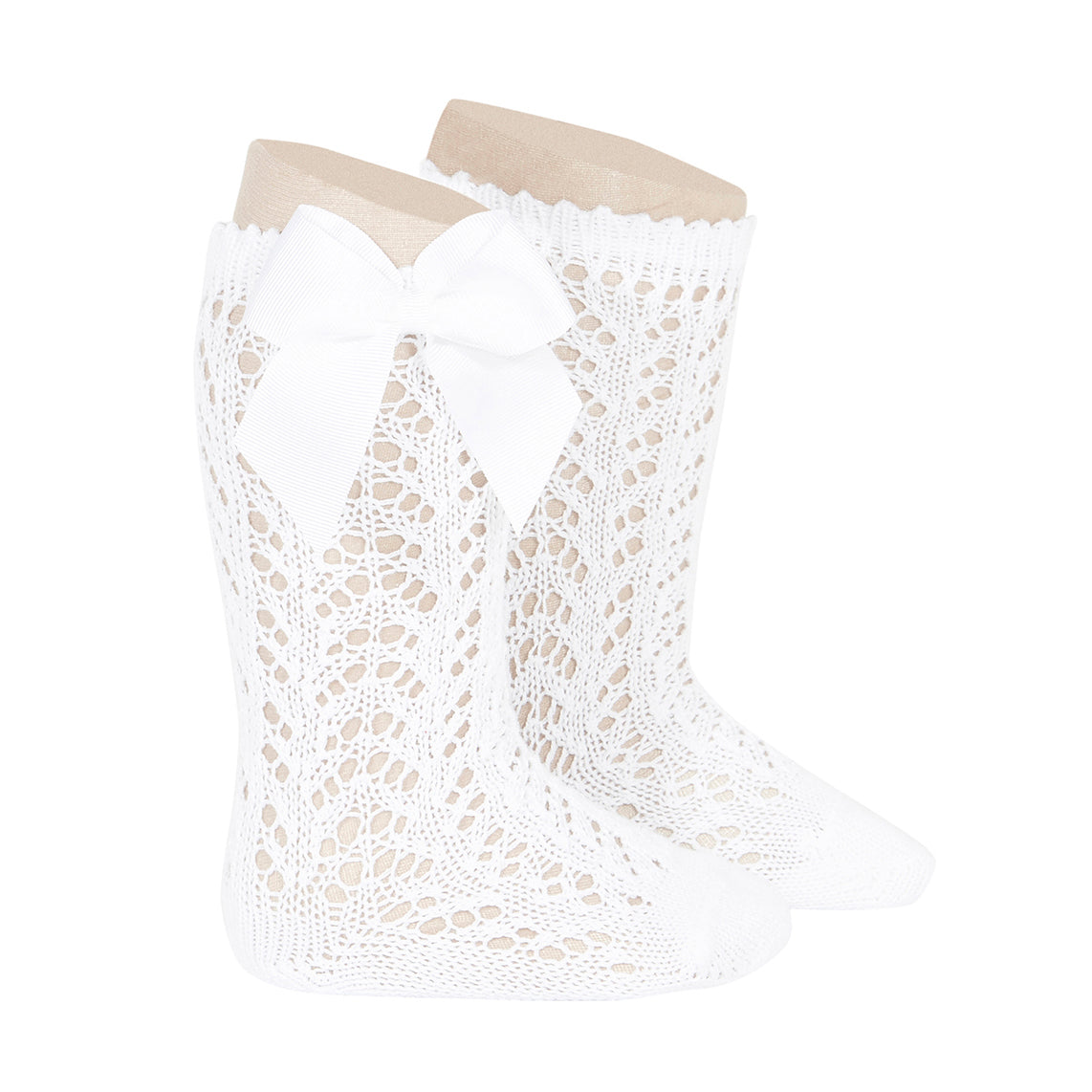 Calcetines Altos Calados con Lazo Blanco