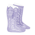 Calcetines Altos Calados con Lazo Malva