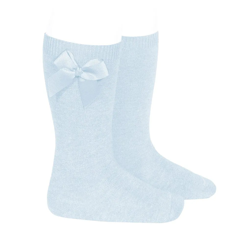 Calcetines Altos con Lazo Azul Bebé